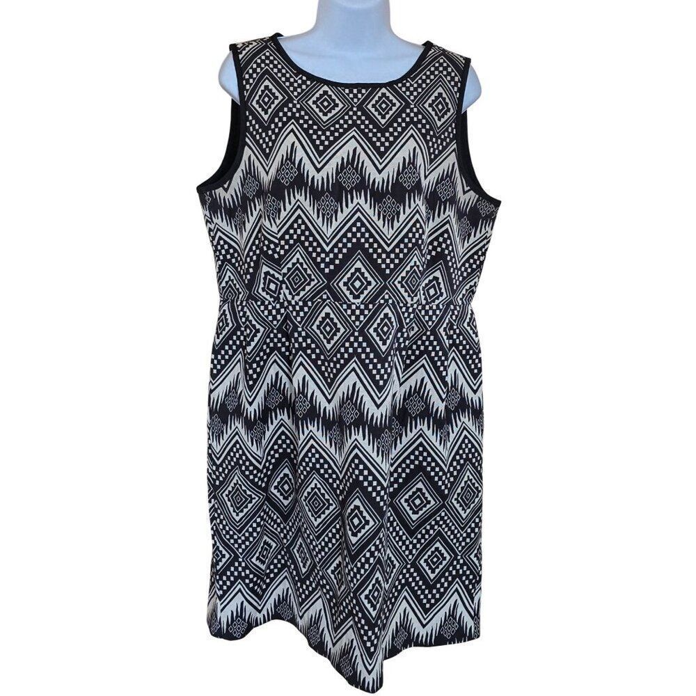 J. Crew Black & White Geometric Sleeveless Dress aztec tribal chic